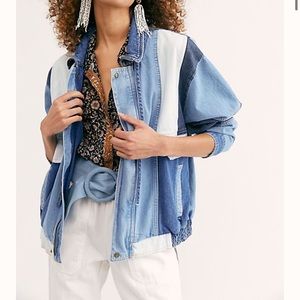 Free People Paneled Denim Bomber
